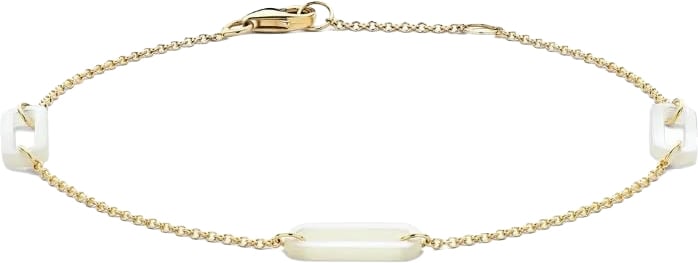 Blush Blush Armband 2267YMP 14k Geelgoud met Mother of Pearl Schakels 4mm x 10mm 16.5-18cm Goud
