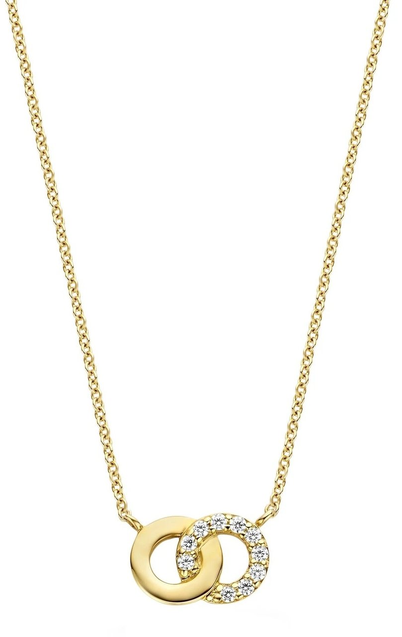 Blush Blush 3126YZI collier14k  goud dames met twee rondjes waarvvan 1 bezet met zirkonia Divers
