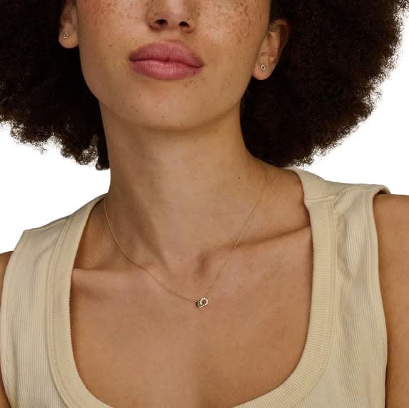 Blush 3126YZI collier14k goud dames met twee rondjes waarvvan 1 bezet met zirkonia Goud