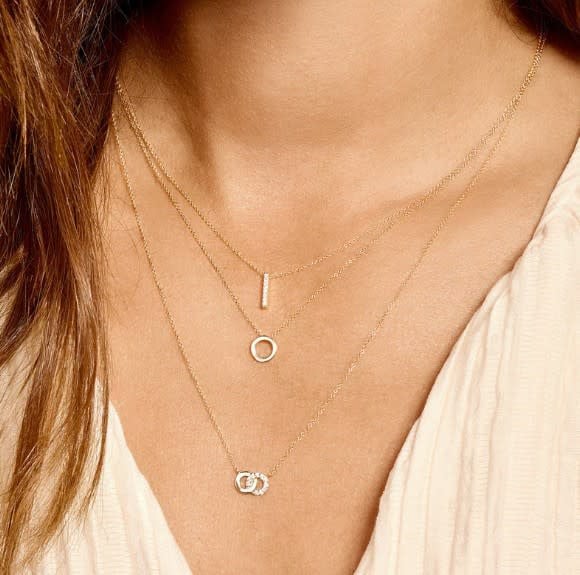 Blush Collier met Hanger 3133YZI 14k Geelgoud met Gouden Balkje met Zirkonia in 42 cm Goud