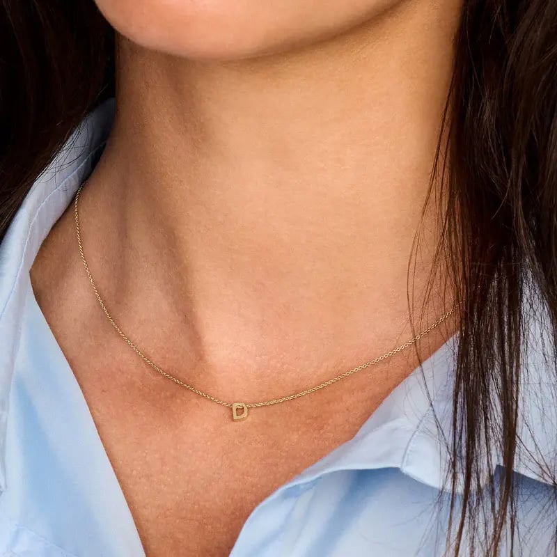 Blush Blush Collier met Hanger 3155YGO_D 14k Geelgoud met de letter D 42cm Goud
