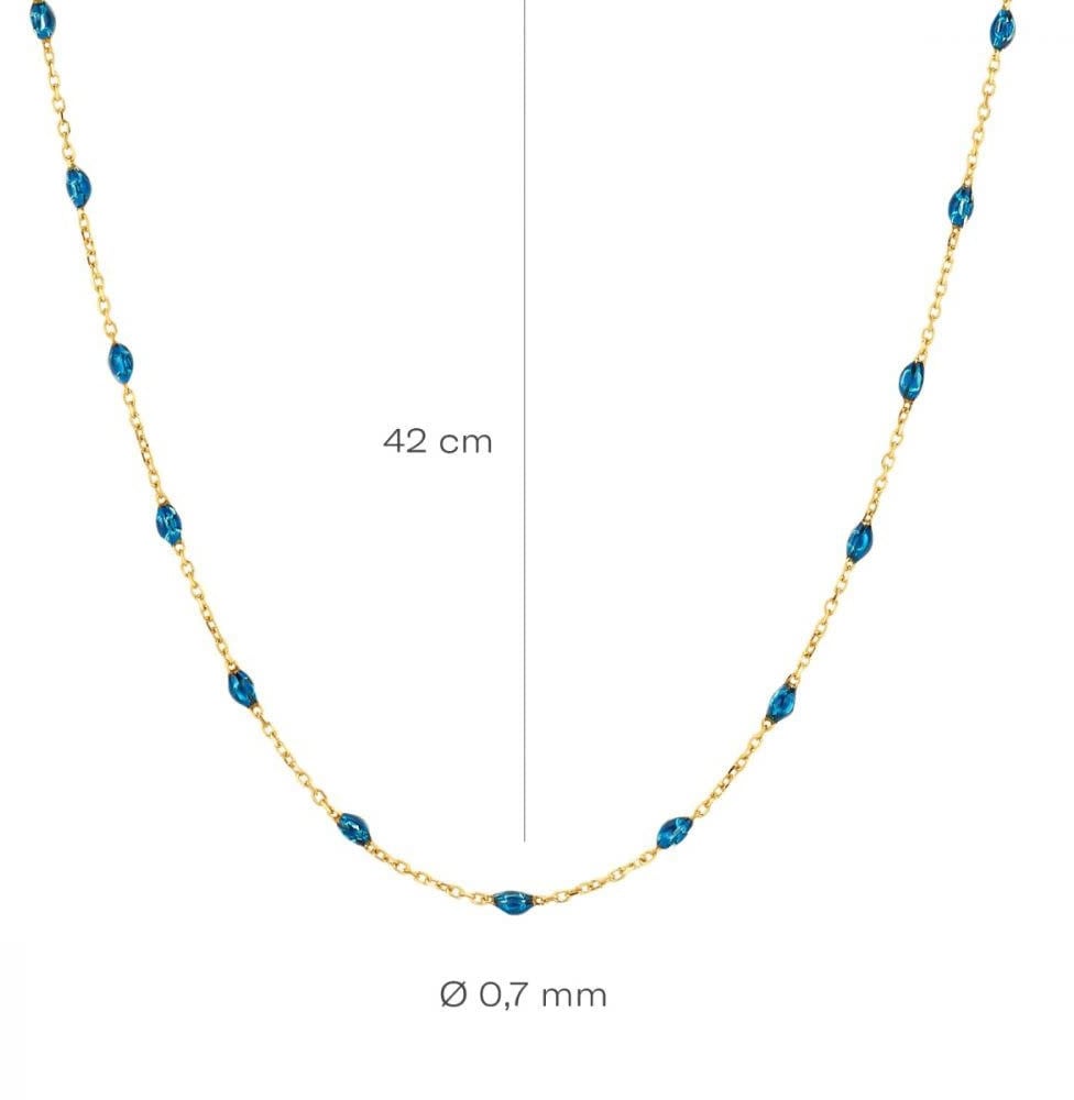 Blush Blush Collier 3162YRB 14k Geelgoud met Blauwe Resin 16.5 - 18.5cm Divers