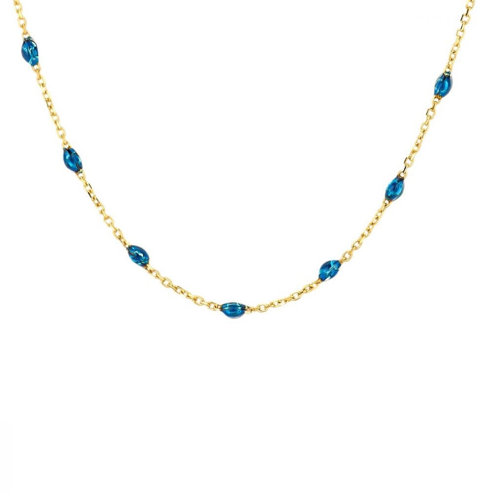 Blush Blush Collier 3162YRB 14k Geelgoud met Blauwe Resin 16.5 - 18.5cm Divers