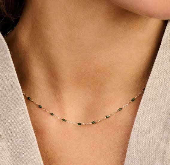 Blush Blush Collier 3162YRG 14k Geelgoud met Groene Bolletjes 42cm Goud