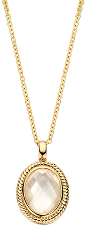 Blush Blush Collier 3169YMQ 14k Geelgoud met Ovale Hanger MOP 42cm Goud