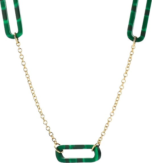 Blush Blush Collier 3204YMA 14k Geelgoud met Mallechiet Schakels 4mm x 10mm 42cm Groen