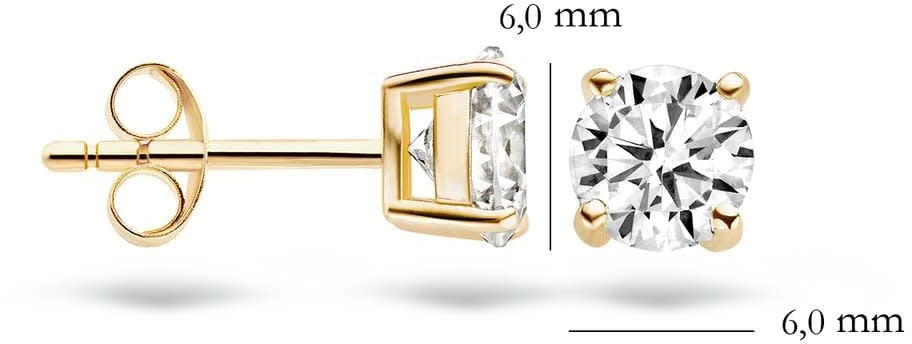 Blush Blush Oorbellen 7014YZI Oorstekers 14k Geelgoud met Zirkonia 6mm Goud
