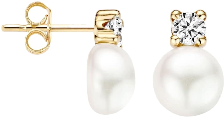 Blush 7147YPW Oorbellen 14 krt geelgoud met zirkonia en Zoetwater parel Goud