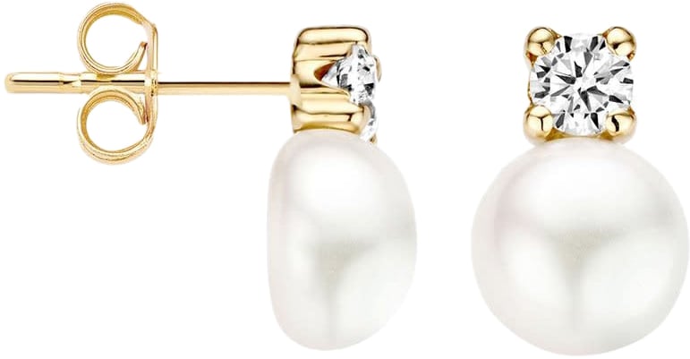 Blush 7147YPW Oorbellen 14 krt geelgoud met zirkonia en Zoetwater parel Goud