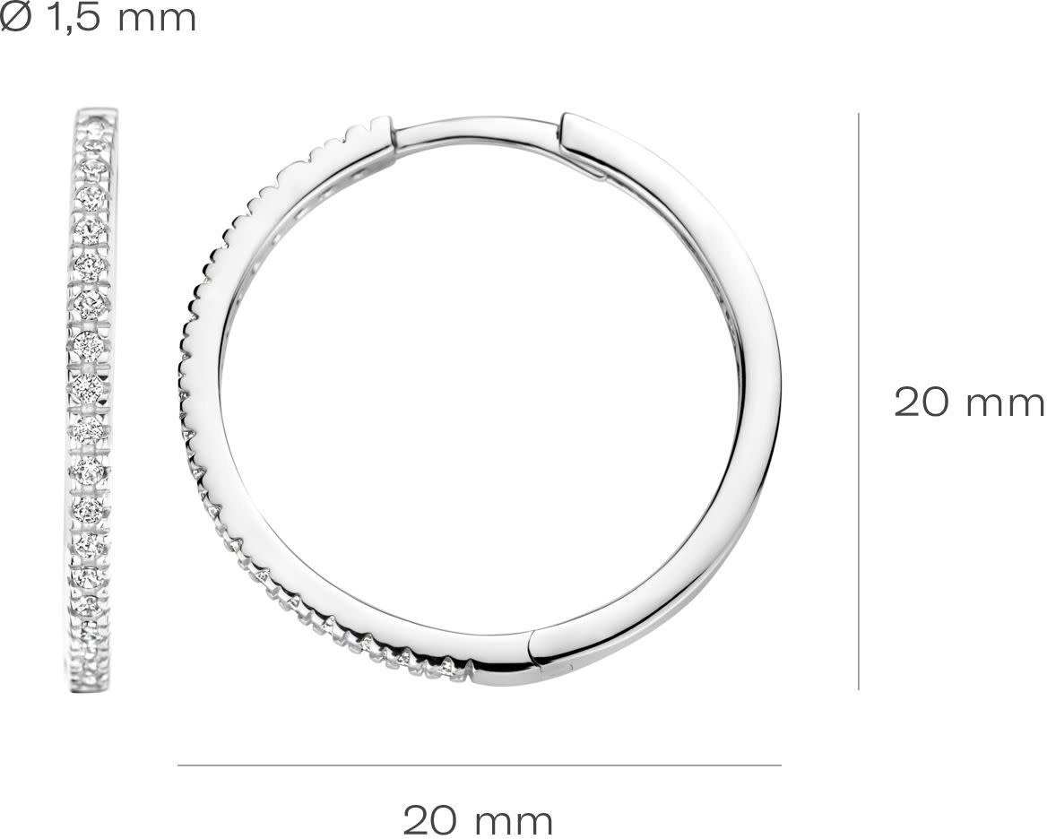 Blush Blush Oorringen 7306WZI 14k Witgoud met Zirkonia 1.5mm x 20mm Divers