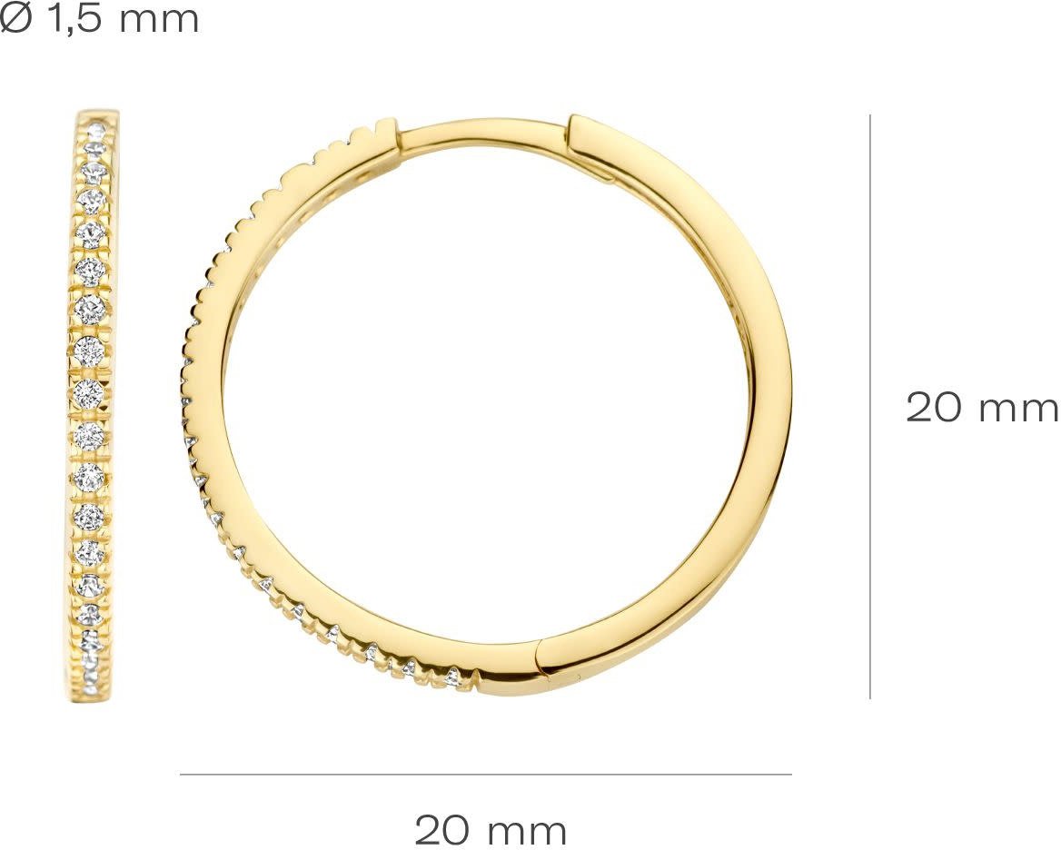 Blush Blush Oorbellen 7306YZI 14k Geelgouden met Zirkonia 1.5mm x 20mm Divers