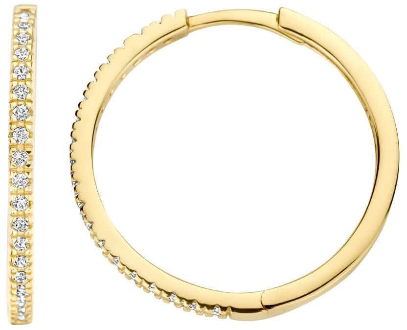 Blush Blush Oorbellen 7306YZI 14k Geelgouden met Zirkonia 1.5mm x 20mm Divers