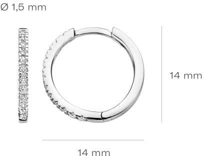 Blush Blush Oorbellen 7309WZI Oorringen 14k Witgoud met Briljant geslepen Zirkonia 1.5mm x 14mm Zilver