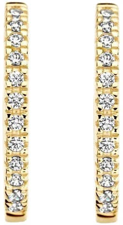 Blush Blush Oorbellen 7309YZI Oorringen 14k Geelgoud met Briljant geslepen Zirkonia 1.5mm x 14mm Goud