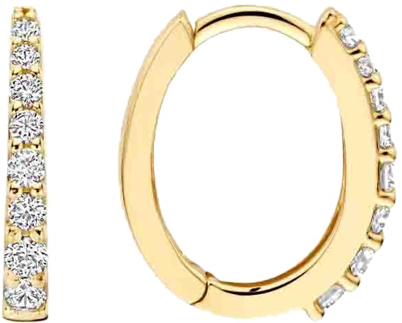 Blush Blush Oorbellen 7341YZI Ovaal 14k Geelgoud met Zirkonia 1.9mm x 13.7mm Goud