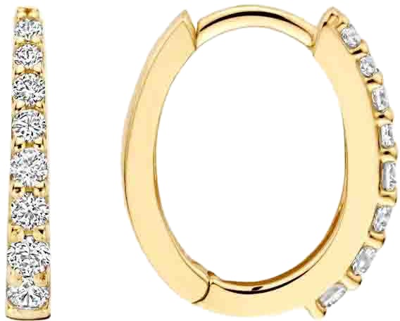 Blush Blush Oorbellen 7341YZI Ovaal 14k Geelgoud met Zirkonia 1.9mm x 13.7mm Goud