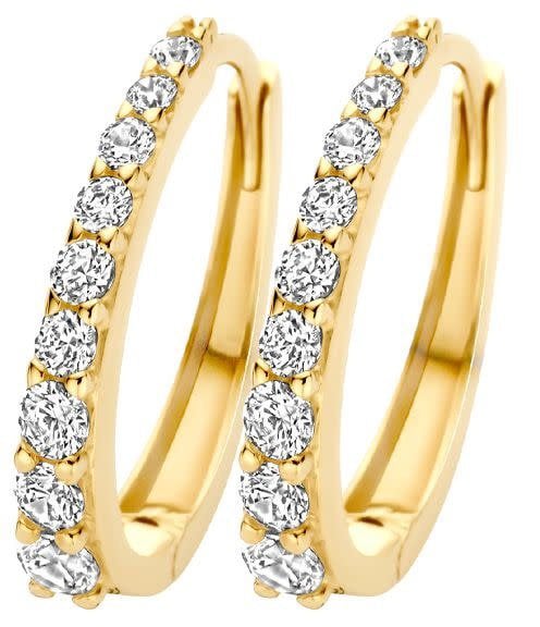 Blush Blush Oorbellen 7342YZI Ovaal 14k Geelgoud met Zirkonia 2.8mm x 16.6mm Goud