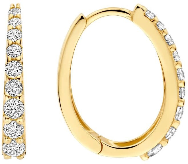 Blush Blush Oorbellen 7342YZI Ovaal 14k Geelgoud met Zirkonia 2.8mm x 16.6mm Goud