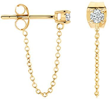 Blush Blush Oorbellen 7344YZI 14k Geelgoud met 2,5mm Zirkonia en Veiligheisketting Divers
