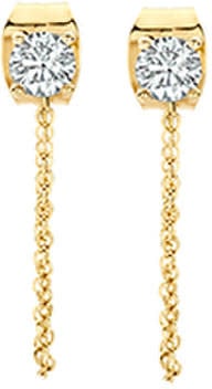 Blush Blush Oorbellen 7345YZI 14k Geelgoud met 3mm Zirkonia en Veiligheidsketting Divers