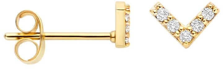 Blush Blush Oorbellen 7374YZI 14k Geelgoud Oorstekers V met Zirkonia Goud