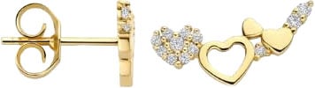Blush Blush Oorbellen 7376YZI 14k Geelgoud  Hartjes en Zirkonia Goud