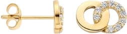 Blush Oorbellen 7397YZI 14k Geelgoud 2 Circle met Zirkonia 5.1mm x 7.5mm Goud