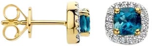 Blush Blush Oorbellen 7629YDL 14k Geelgoud 2x 0,05crt G SI Diamant en Blue Topaz Divers