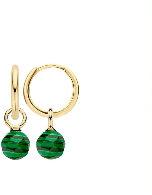 Blush Blush Oorbedels 9046YMA 14k Geelgoud voor Oorringen Mallegiet Donkergroen