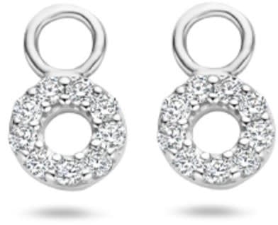 Blush Blush Oorbedels 9065WZI 14k Witgoud Circle met Zirkonia Zilver