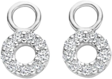 Blush Blush Oorbedels 9065WZI 14k Witgoud Circle met Zirkonia Zilver