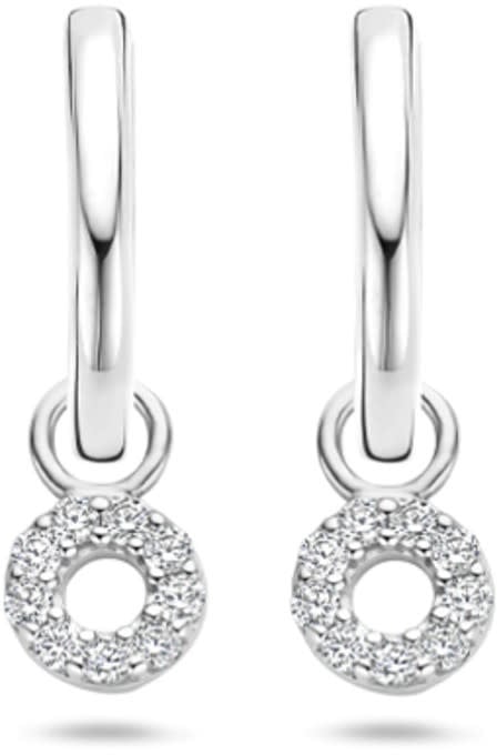 Blush Blush Oorbedels 9065WZI 14k Witgoud Circle met Zirkonia Zilver