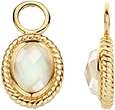 Blush Oorbedels 9091YMQ 14k Geelgoud Ovale Hangers met MOP 6.3mm x 11.5mm Goud