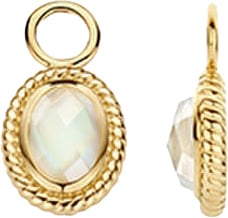 Blush Oorbedels 9091YMQ 14k Geelgoud Ovale Hangers met MOP 6.3mm x 11.5mm Goud
