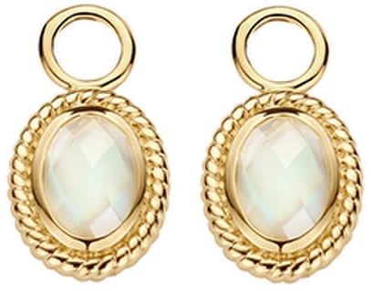 Blush Blush Oorbedels 9091YMQ 14k Geelgoud Ovale Hangers met MOP Goud