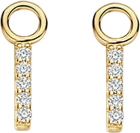Blush Oorbedels 9094YZI 14k Geelgoud Balkje met Zirkonia 1.2mm x 10mm Goud