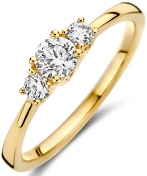 Blush Blush Ring LG1008Y/54 14k Geelgoud 1x0.30crt en 2x0.10crt G SI Briljant Lab Grown Diamanten Maat 54 Divers