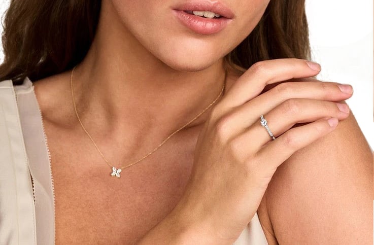 Blush Blush Ring LG1018W/54 14k Witgoud met 0.45crt H SI Briljant geslepen Lab Brown Diamant Maat 54 Divers