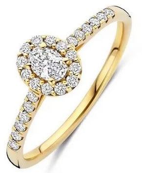 Blush Blush Ring LG1045Y/54 14k GeelGoud met Ovale Lab Grown Diamant met Kleinere Lab Grown Diamanten Maat 54 Goud