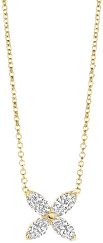 Blush Blush Collier LG3013Y 14k Geelgoud Bloem met 0,40crt H SI Marquise geslepen Lap Grown Diamant 42cm Divers