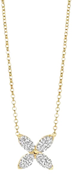 Blush Blush Collier LG3013Y 14k Geelgoud Bloem met 0,40crt H SI Marquise geslepen Lap Grown Diamant 42cm Divers