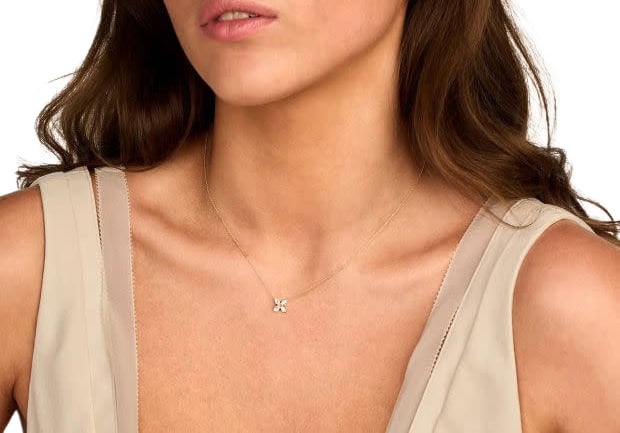 Blush Blush Collier LG3013Y 14k Geelgoud Bloem met 0,40crt H SI Marquise geslepen Lap Grown Diamant 42cm Divers