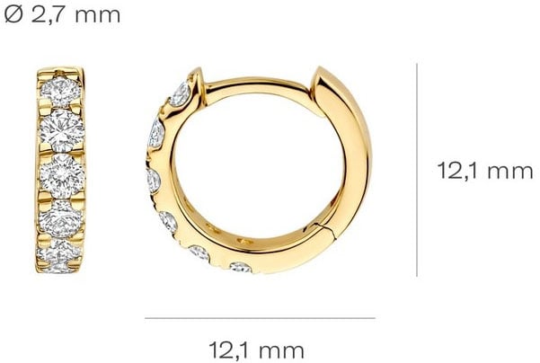 Blush Blush Oorbellen LG7031Y 14 Geelgouden Creolen met Briljant Geslepen Lab Grown Diamant 2.1mm Goud