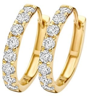 Blush Blush Oorbellen LG7032Y 14k Geelgouden Creolen met Briljant Geslepen Lab Grown Diamant Goud