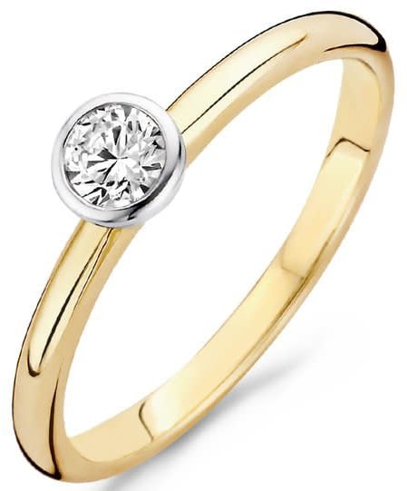 Blush Blush Ring 1124BZI/54 14kr Geelgoud Bicolor gezet met Briljant geslepen Zirkonia Maat 54 Goud