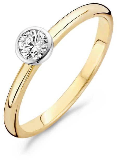 Blush Blush Ring 1124BZI/54 14kr Geelgoud Bicolor gezet met Briljant geslepen Zirkonia Maat 54 Goud