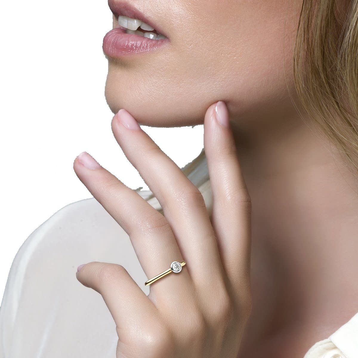 Blush Blush Ring 1124BZI/54 14kr Geelgoud Bicolor gezet met Briljant geslepen Zirkonia Maat 54 Goud
