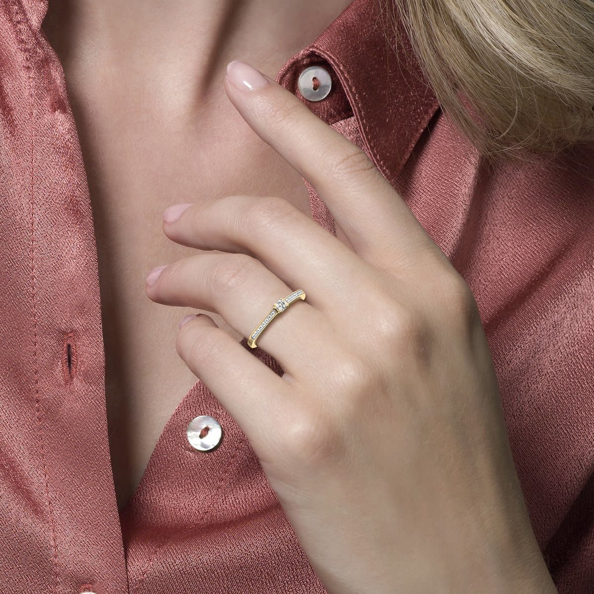 Blush 1145BZI/54 Ring 14 krt geelgoud met zirkonia maat 54 Goud