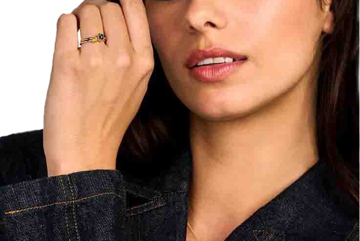 Blush Blush Ring 1204YSQ/54 14k Geelgoud met Smokey Quartz Maat 54 Goud