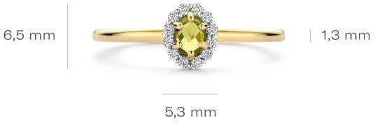 Blush Blush Ring 1258YGP/54 14k Geelgoud met Periodot Maat 54 Goud